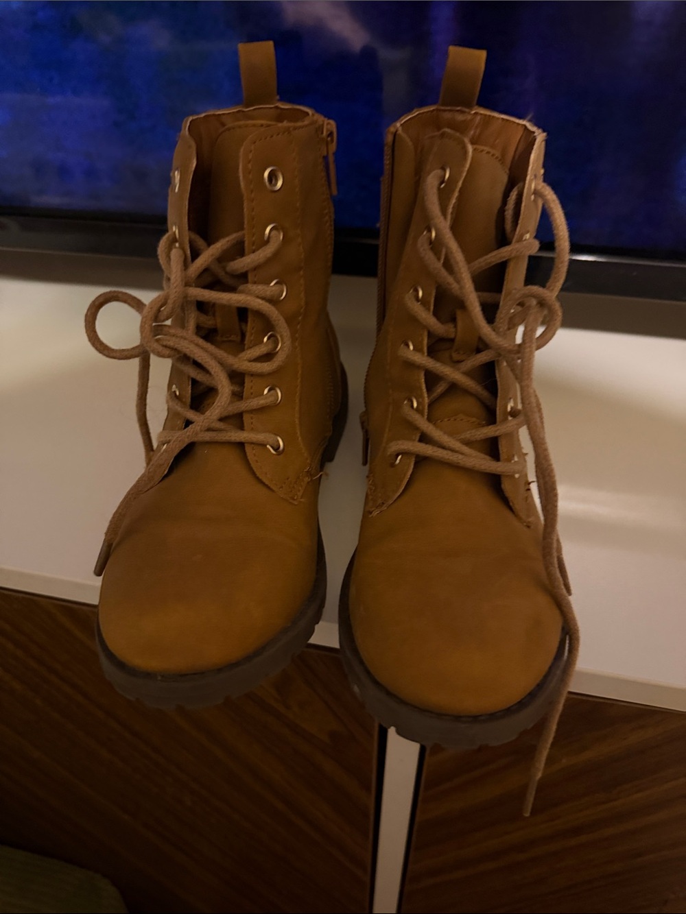 The Children's Place Tan Lace-Up Kids Combat Boots